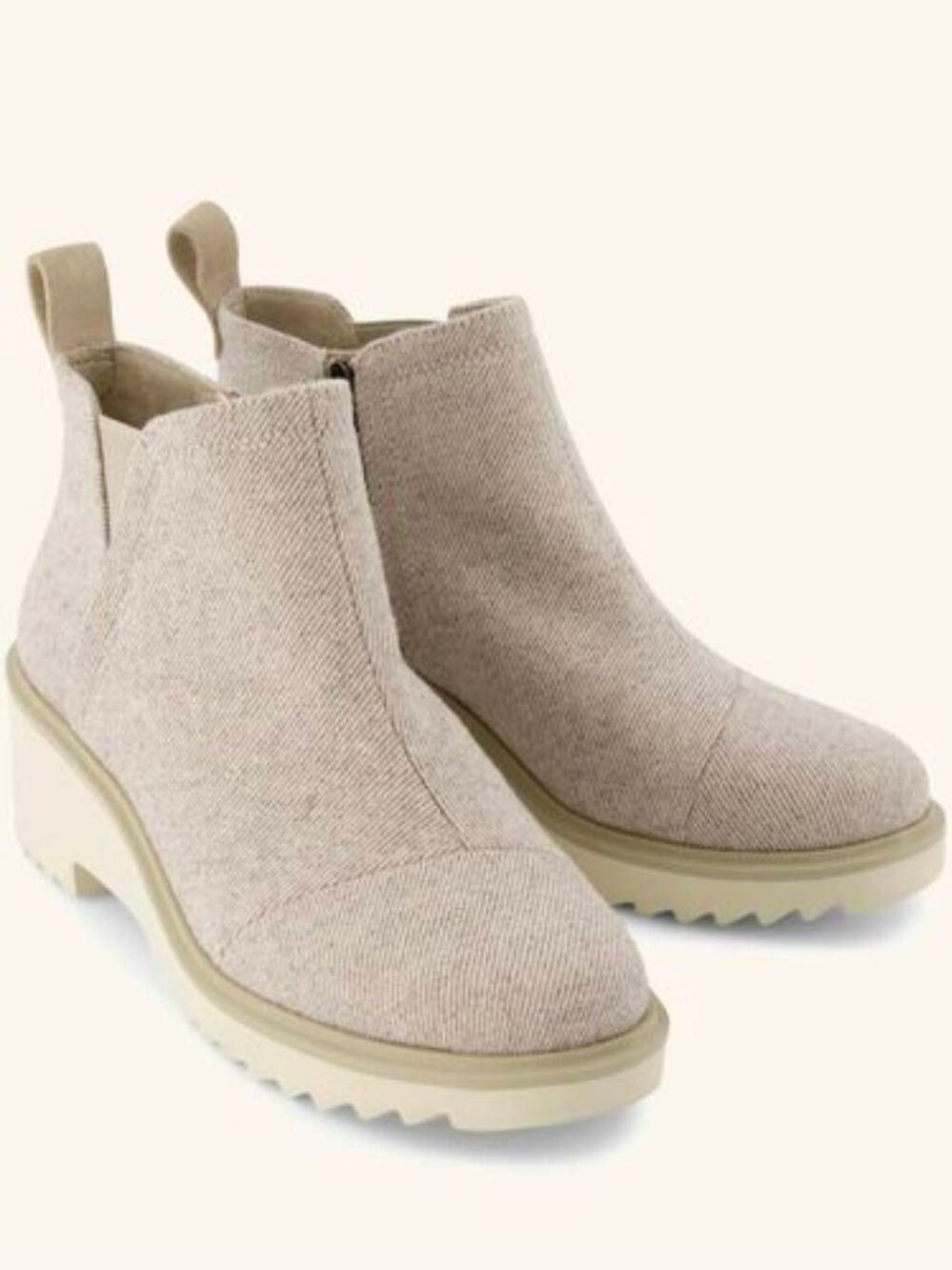 TOMS Shimmer Natural Maude Wede Bootie Size 7.5